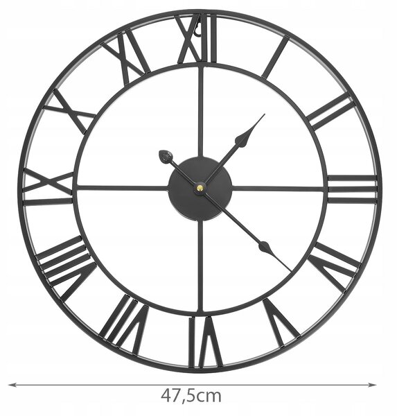 Kovinska retro stenska ura - črna 47cm