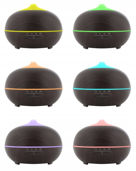 LED RGB vlažilec zraka difuzor 400ml + daljinski upravljalec in eterična olja temni