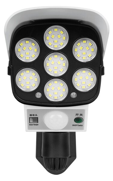 Solarna LED lažna nadzorna kamera in svetilka s senzorjem gibanja bela
