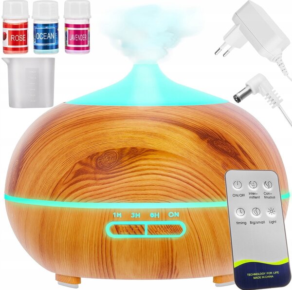 LED RGB vlažilec zraka difuzor 400ml + daljinski upravljalec in eterična olja