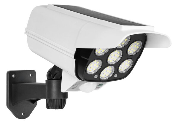 Solarna LED lažna nadzorna kamera in svetilka s senzorjem gibanja bela