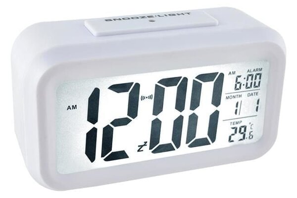 LED bela digitalna budilka in termometer