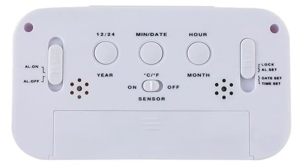 LED bela digitalna budilka in termometer