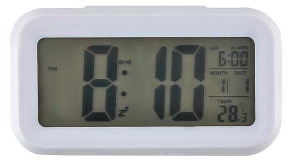 LED bela digitalna budilka in termometer