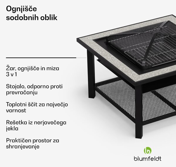 Blumfeldt Merano Avanzato 3 v 1, ognjišče s funkcijo žara, ki se lahko uporablja kot miza