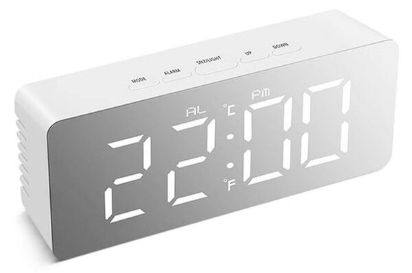 USB elektronska budilka s termometrom in ogledalom