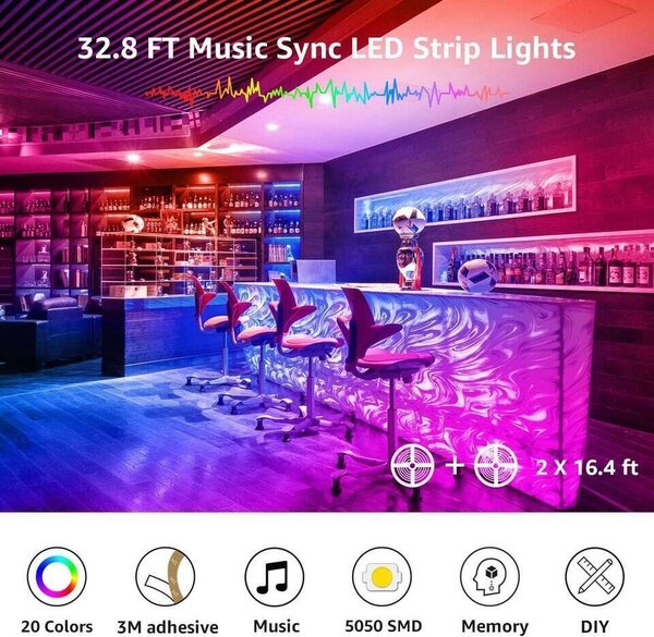 Set LED trak 10m spreminjajoče barve - glasbeni