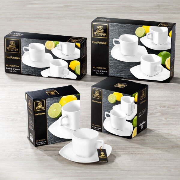 Set 1 Skodelica in Podstavek, Porcelan, 200ml