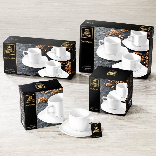 Set 2 Skodelic in Podstavkov, Porcelan, 90ml