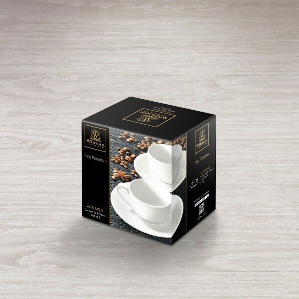 Set 2 Skodelic in Podstavkov, Porcelan, 100ml