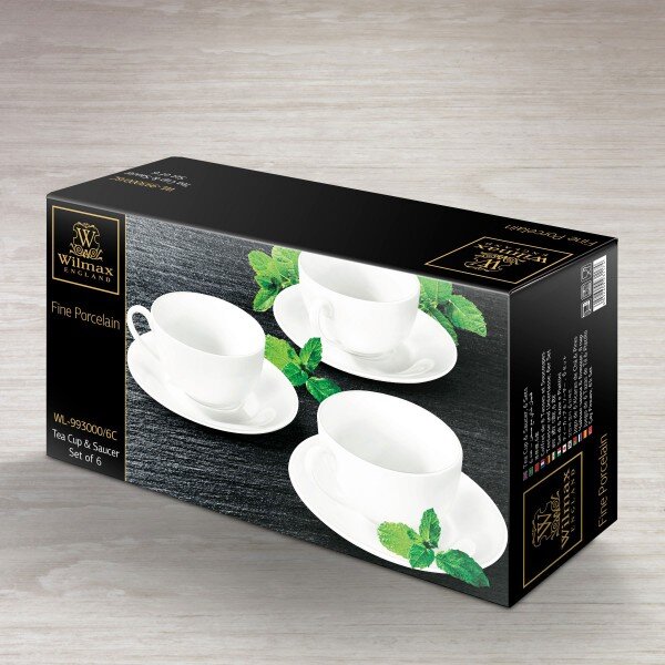 Set 6 Skodelic in Podstavkov, Porcelan, 250ml