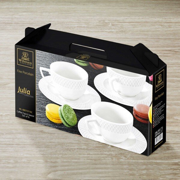 Set 6 Skodelic in Podstavkov za Kavo Julia, Porcelan, 90ml