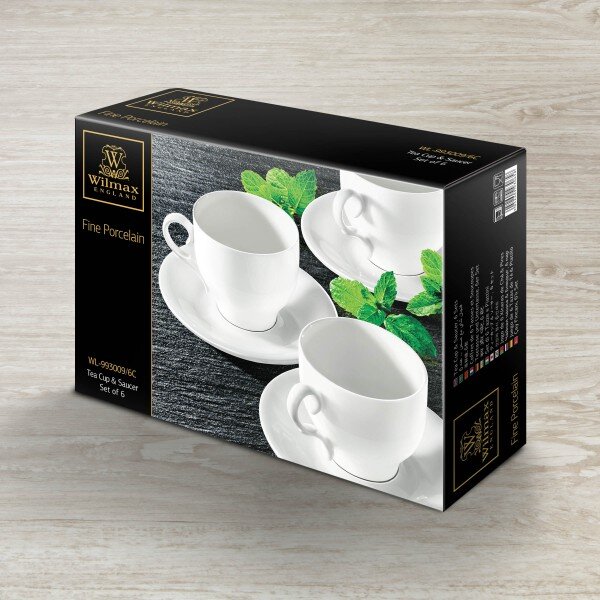 Set 2 Skodelic in Podstavkov, Porcelan, 220ml
