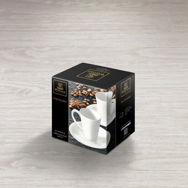 Set 2 Skodelic in Podstavkov, Porcelan, 110ml