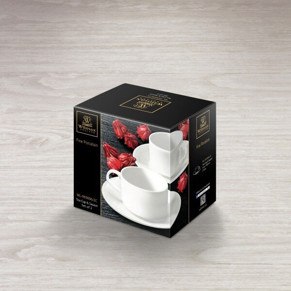 Set 2 Skodelic in Podstavkov, Porcelan, 160ml