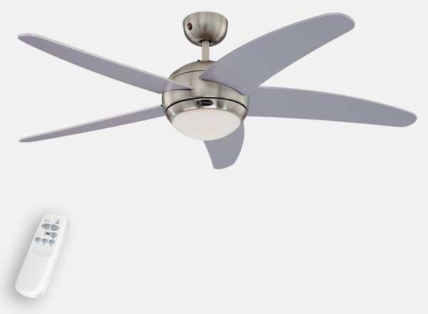 Westinghouse Stropni ventilator z lučjo Bendan, srebrn, Siva, Dnevna soba / jedilnica, Les, Sodobni