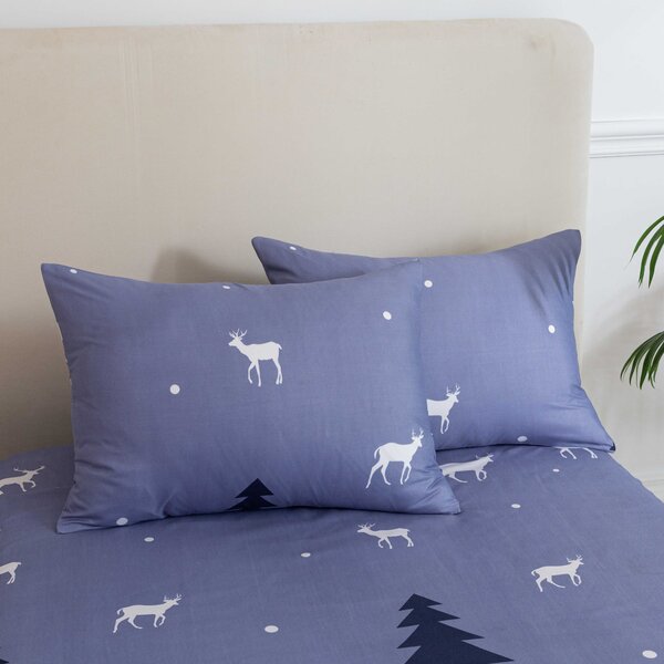 Rjuha in prevleka za vzglavnik DEER AND TREE, modro-siva Dimenzije: 50 x 70 cm | 140 x 240 cm