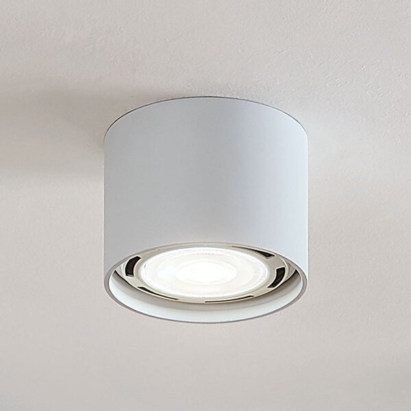 Arcchio stropna svetilka Mabel, Ø 12 cm, bela, kovinska, GU10, zatemnjen, Bela, Kuhinja, Aluminij, Sodobni