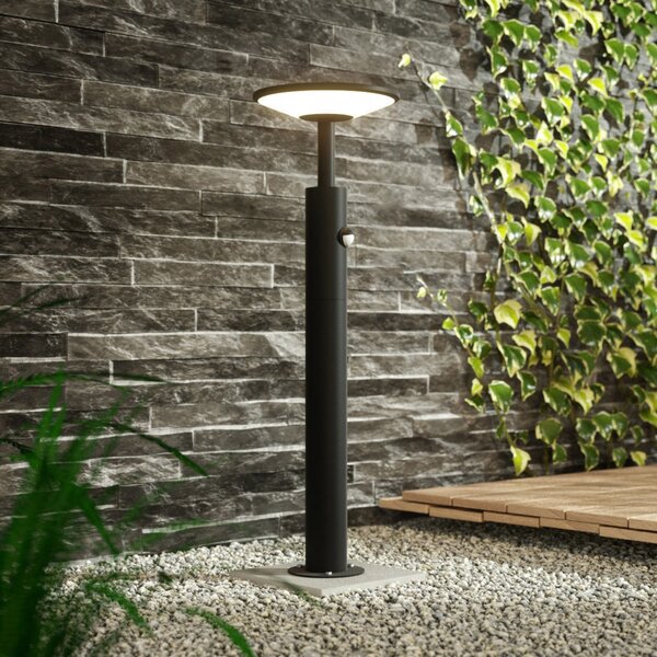 Lucande Fenia LED stenska svetilka, 60 cm, senzor, IP54, antracit, Črna, Aluminij, Sodobni