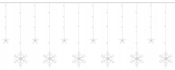 Novoletne lučke svetlobna zavesa 138 LED hladno bela 8 funkcij USB zvezde in snežinke