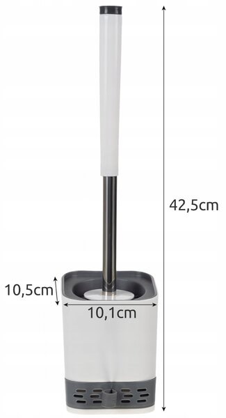 Silikonska antibakterijska WC ščetka s stojalom 42cm bela