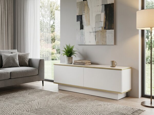TV omarica ALVIN 135 cm, bela/zlata