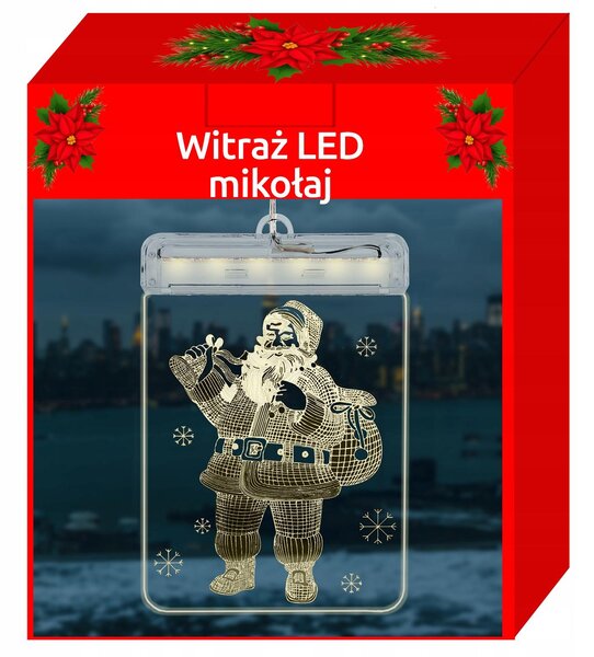 Gravirano 3D pleksi steklo LED toplo bela 17cm Božiček