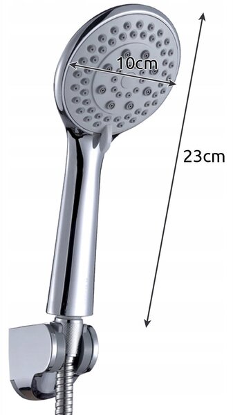 Tuš ročka 5 funkcijska glava 23cm + cev 130cm in držalo