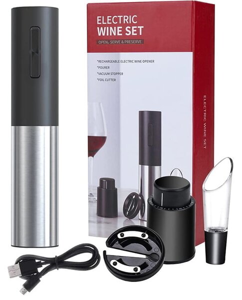 Set aku. inox hitrega odpirača za vina USB