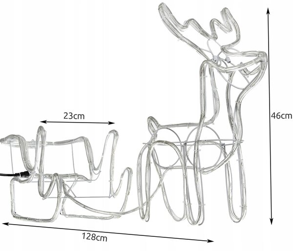 LED severni jelenček s sanmi 128cm zunanji toplo bela