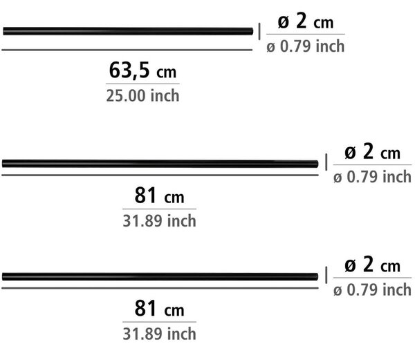 Črn univerzalen kotni drog za tuš zavese Wenko, ø 2 cm
