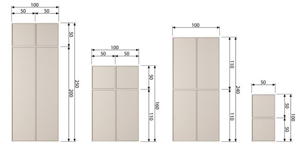 Kremno bela modularna garderobna omara iz masivnega bora 100x50 cm Daily – vtwonen