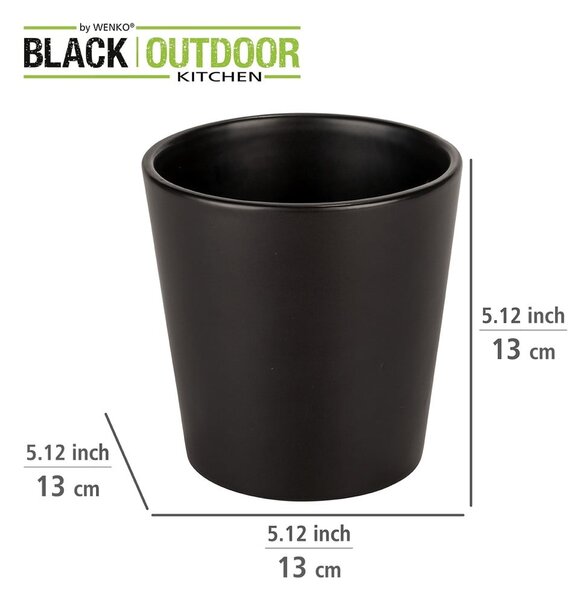 Črn cvetlični lonec Wenko Black Outdoor Kitchen Kuro, ø 13 cm