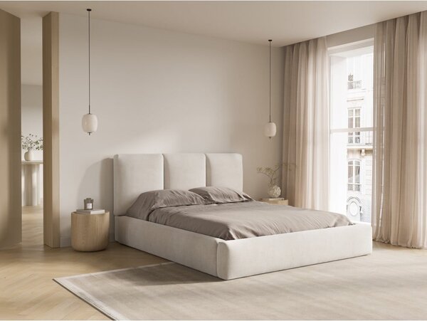 Bež oblazinjena zakonska postelja s prostorom za shranjevanje z letvenim dnom 180x200 cm Brody – Mazzini Beds