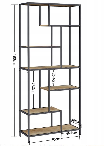 Regal TAYLOR SONOMA 6 polic, 180x80 cm