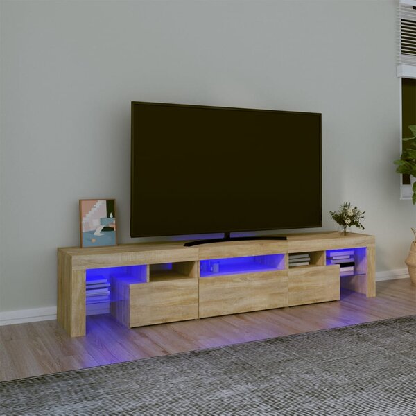 VidaXL TV omarica z LED lučkami sonoma hrast 200x36,5x40 cm