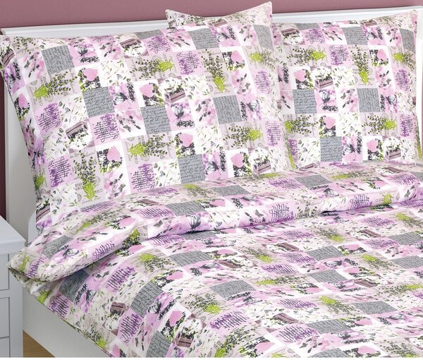 Bellatex Bombažno posteljno perilo Patchwork lila, 140 x 200 cm, 70 x 90 cm, 140 x 200 cm, 70 x 90 cm