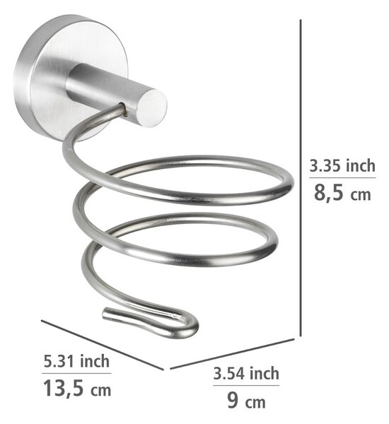 Stensko držalo za fen iz nerjavečega jekla v mat srebrni barvi Bosio – Wenko