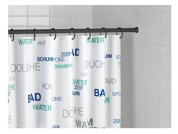 Črn teleskopski nosilec za zaveso za prho Wenko Shower Curtain Rod