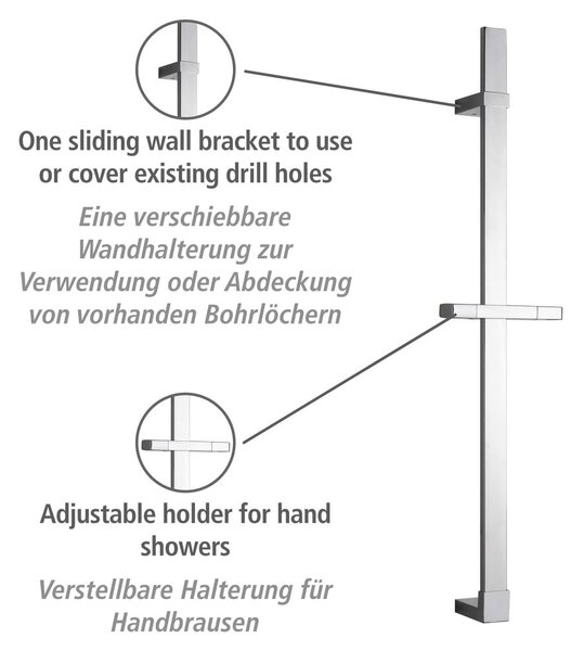 Stenski drsni drog za tuš iz nerjavečega jekla v sijajno srebrni barvi 68 cm Design – Wenko