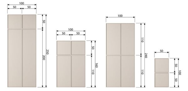 Kremno bela modularna garderobna omara iz masivnega bora 50x110 cm Daily – vtwonen