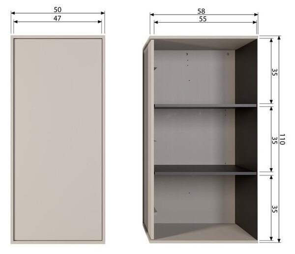 Kremno bela modularna garderobna omara iz masivnega bora 50x110 cm Daily – vtwonen