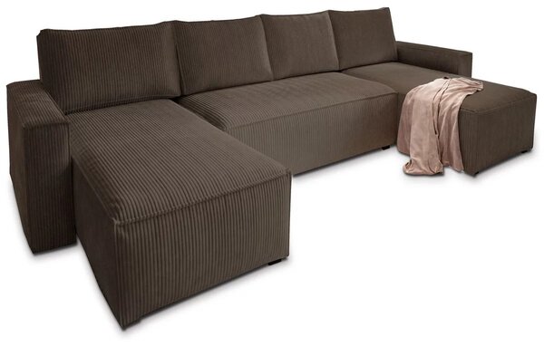 POSEBNA PONUDBA Temno rjava sedežna garnitura v obliki U SMART COSARO 295x140 cm II. kakovost