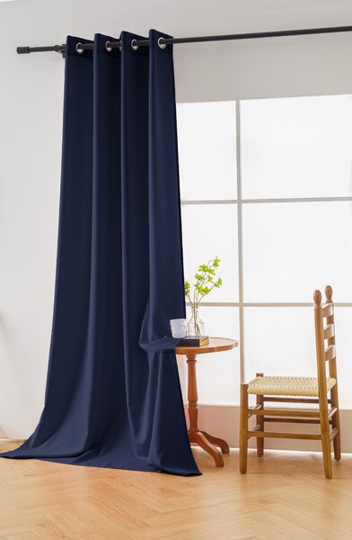 Zavesa OXFORD LIGHT 140x250 cm, temno modra Za obesiti: Kovinski obročki