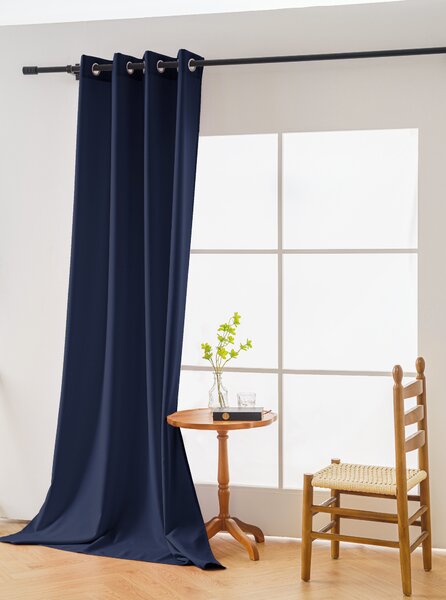 Zavesa OXFORD LIGHT 140x250 cm, temno modra Za obesiti: Kovinski obročki