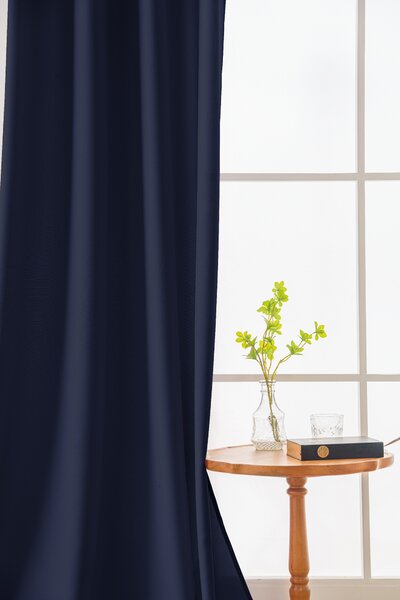 Zavesa OXFORD LIGHT 140x250 cm, temno modra Za obesiti: Kovinski obročki