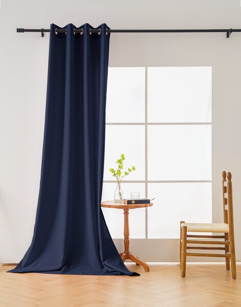 Zavesa OXFORD LIGHT 140x250 cm, temno modra Za obesiti: Kovinski obročki