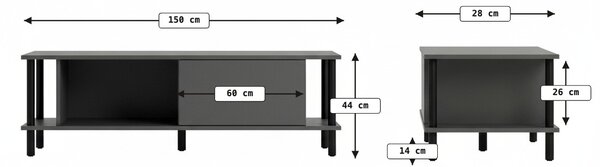 TV omarica PARIS 150 cm, hrast sonoma