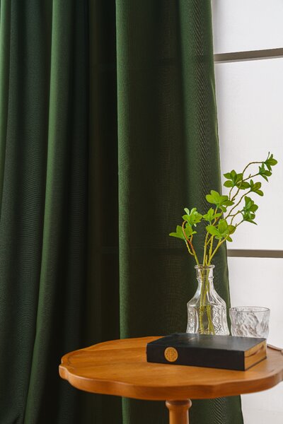 Zavesa OXFORD LIGHT 140x250 cm, temno zelena Za obesiti: Trak za nabiranje