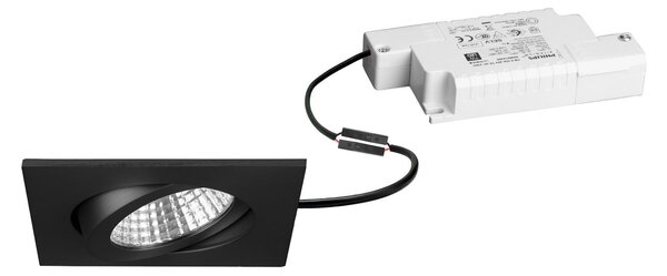 BRUMBERG LED vgradni reflektor Damita-S, RC-dim, mat črna, IP65, zatemnjen, Črna, Kopalnica, Aluminij, Vgradne luči kotne